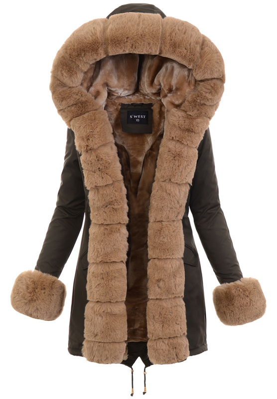 Damska Parka Kurtka Zimowa Khaki