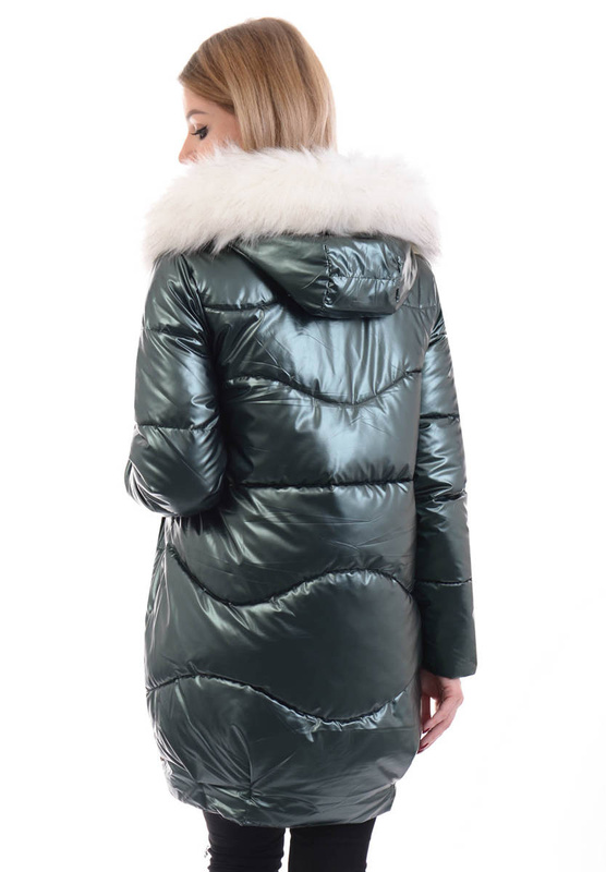 Damska Zimowa Ortalionowa Kurtka Zielona