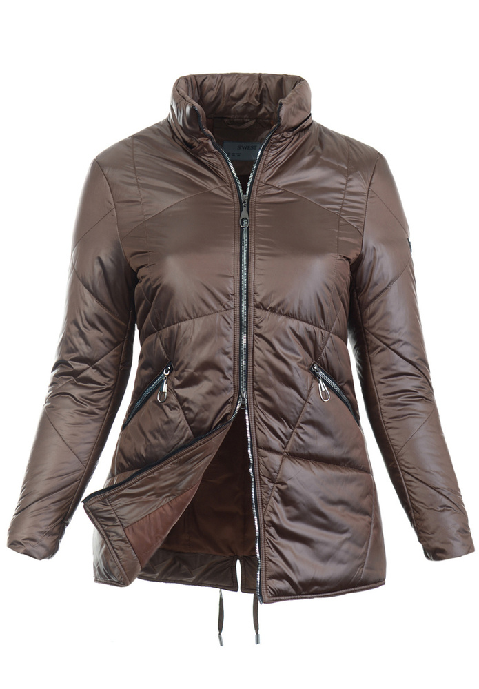 Damska Zimowa Ortalionowa Kurtka Brązowa