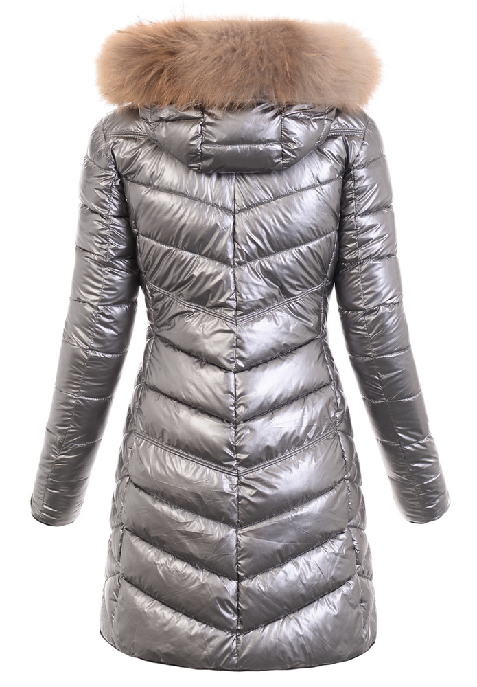 Damska Zimowa Ortalionowa Kurtka Srebrna