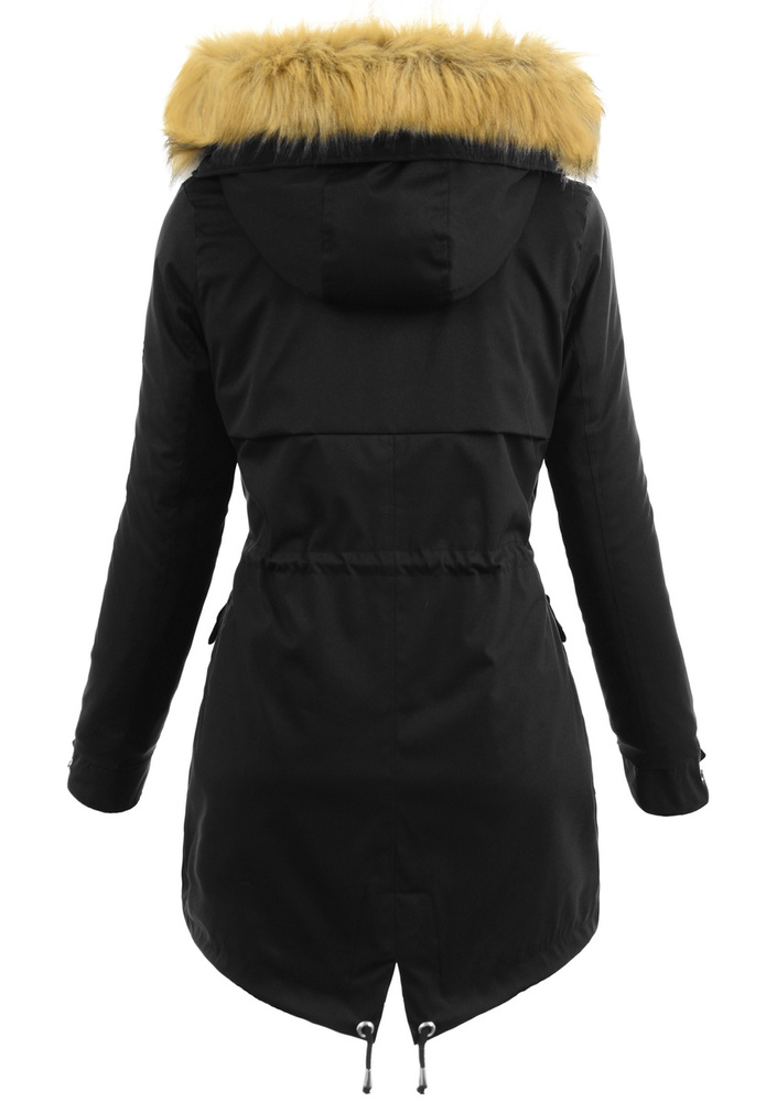 Damska Parka Kurtka 2w1 Zimowa Czarna