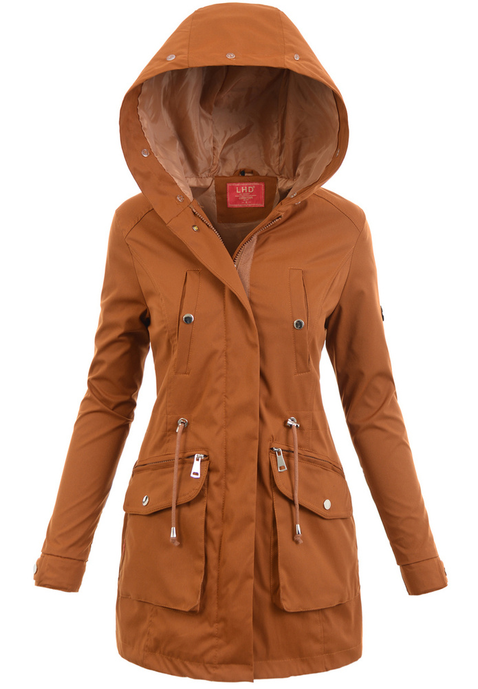 Damska Parka Kurtka 2w1 Zimowa Brązowa