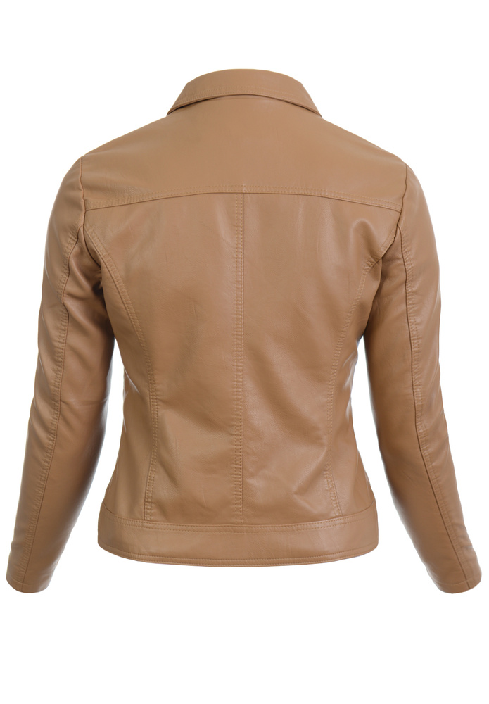 Damska Kurtka Ramoneska Jasno Brązowa