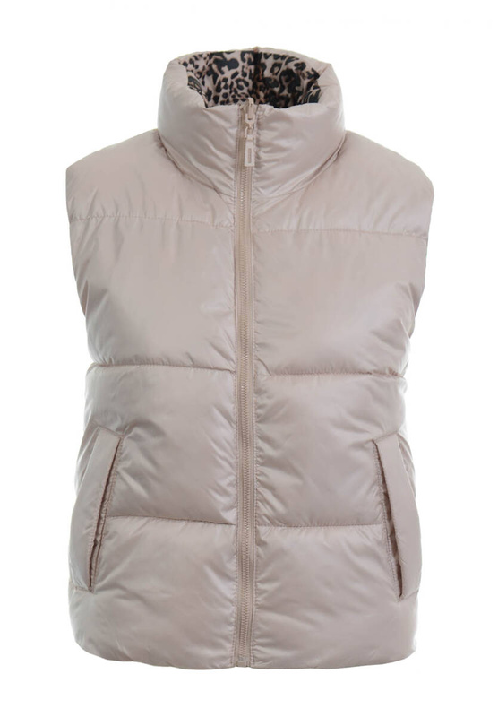 Damska Kamizelka Bezrękawnik Dwustronny Perłowo Beżowy