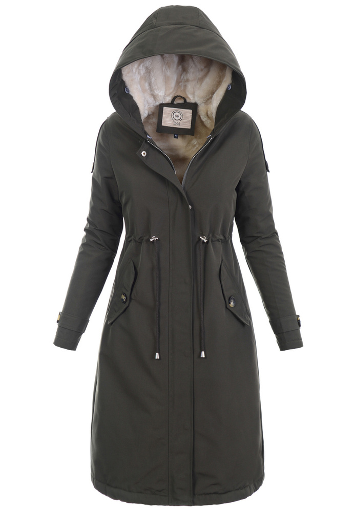 Damska Parka Kurtka Zimowa Khaki