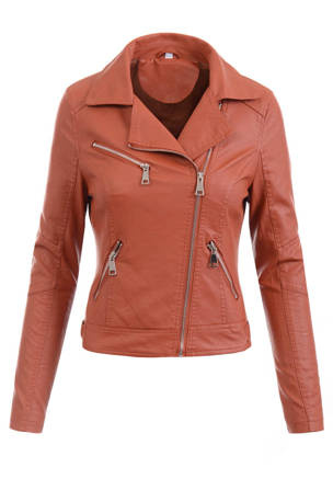 Damska Kurtka Ramoneska Ceglana