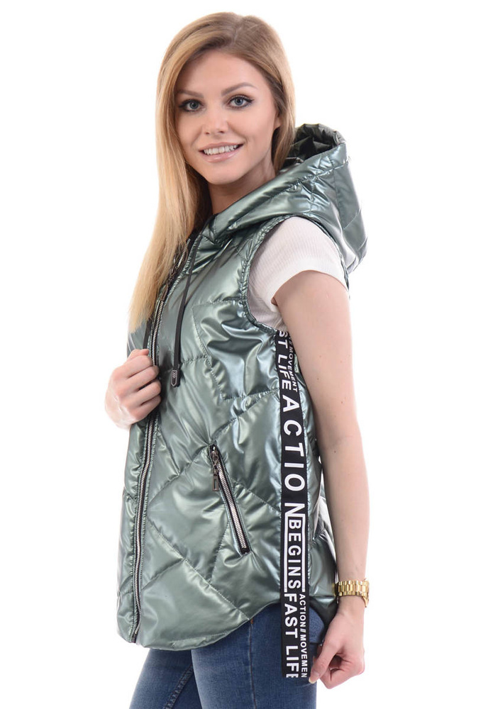 Damska Kamizelka Bezrękawnik Zielony