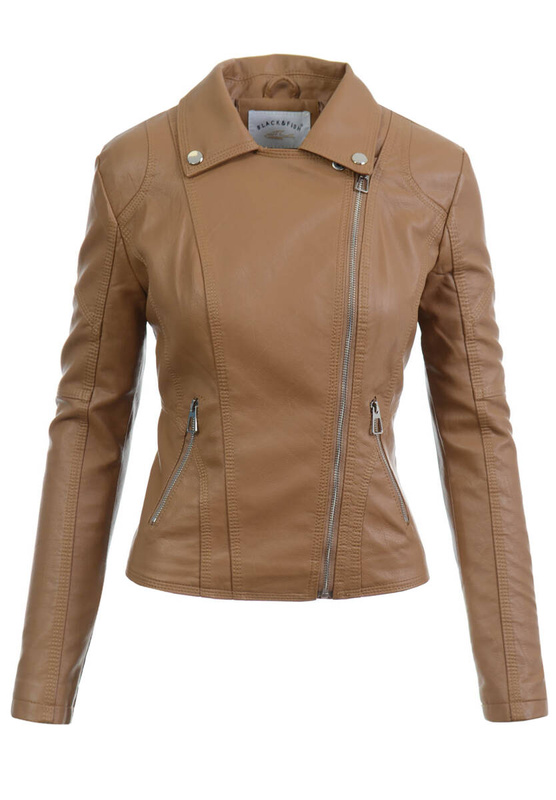 Damska Kurtka Ramoneska Jasno Brązowa