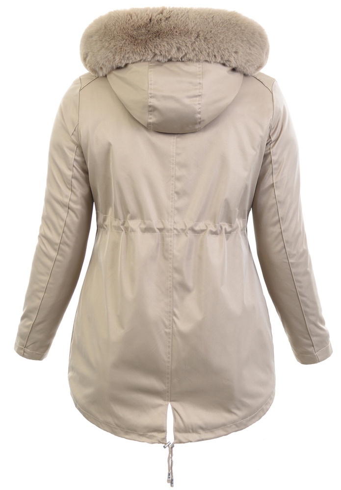 Damska Parka Kurtka Zimowa Beżowa