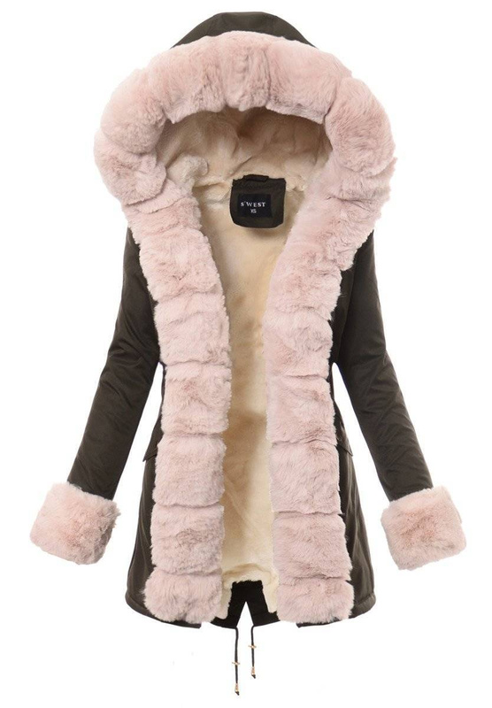 Damska Parka Kurtka Zimowa Khaki