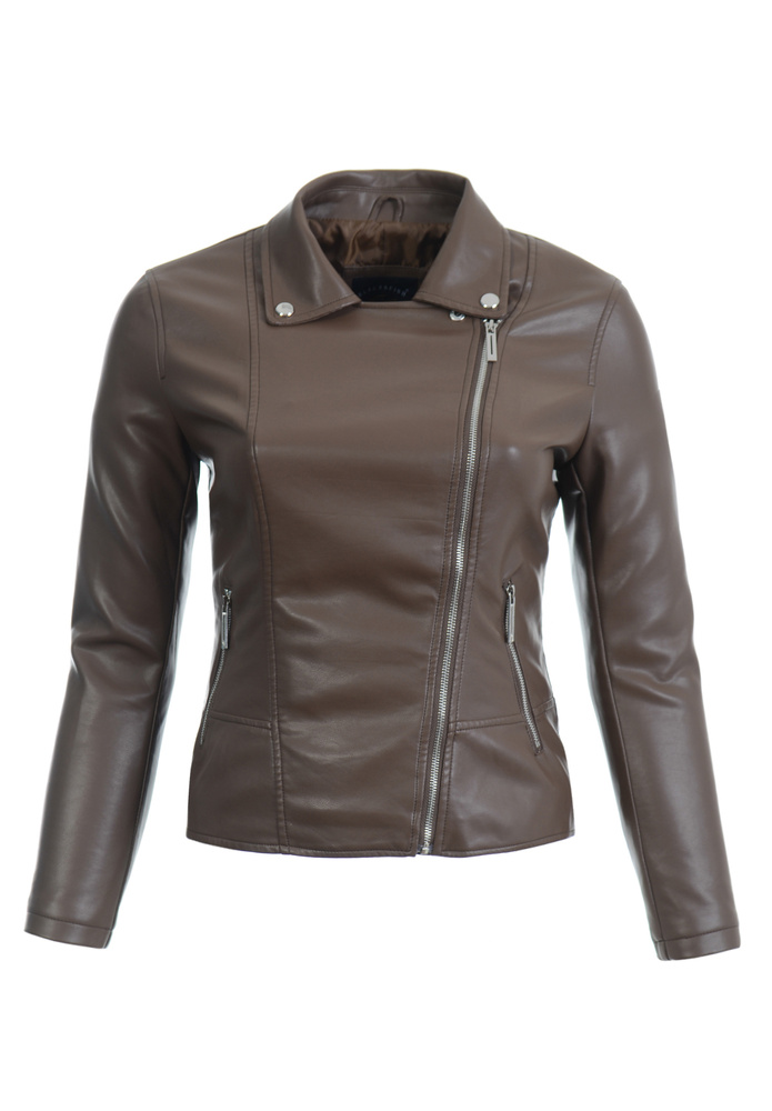 Damska Kurtka Ramoneska Brązowa