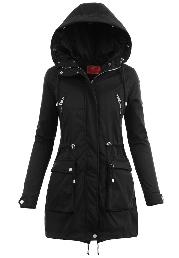 Damska Parka Kurtka 2w1 Zimowa Czarna