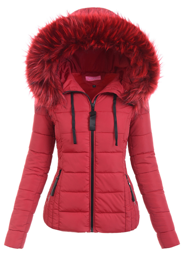 Damska Zimowa Kurtka Bordowa