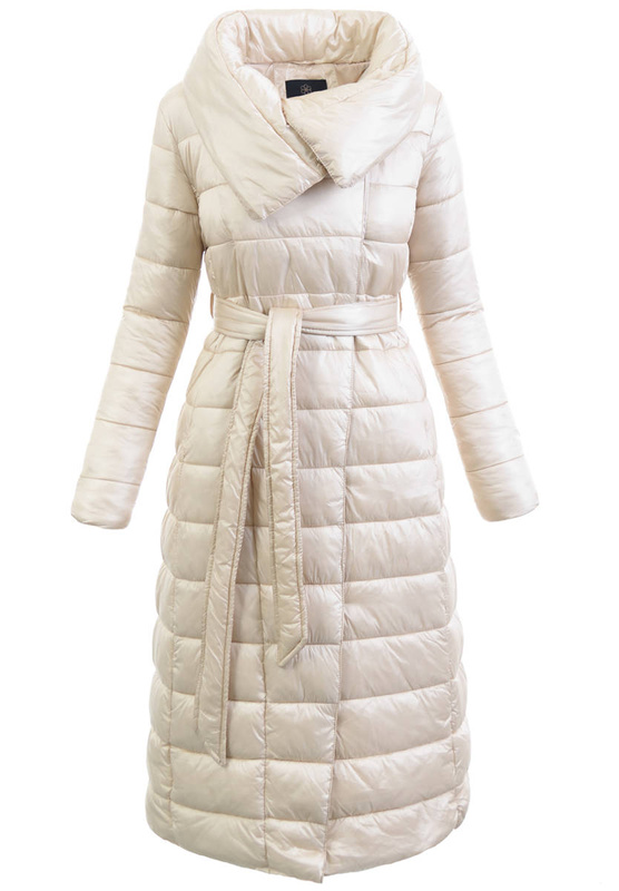 Damska Zimowa Ortalionowa Kurtka Beżowa