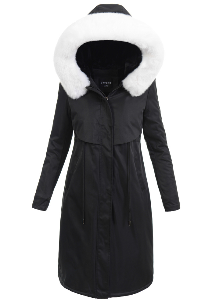 Damska Parka Kurtka Zimowa Czarna