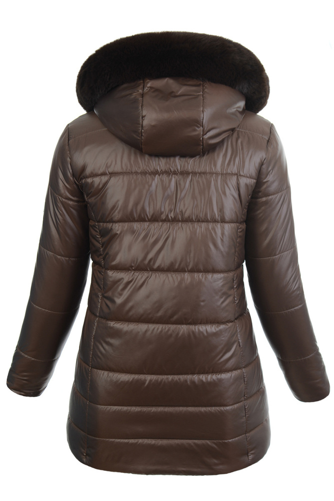 Damska Zimowa Ortalionowa Kurtka Brązowa