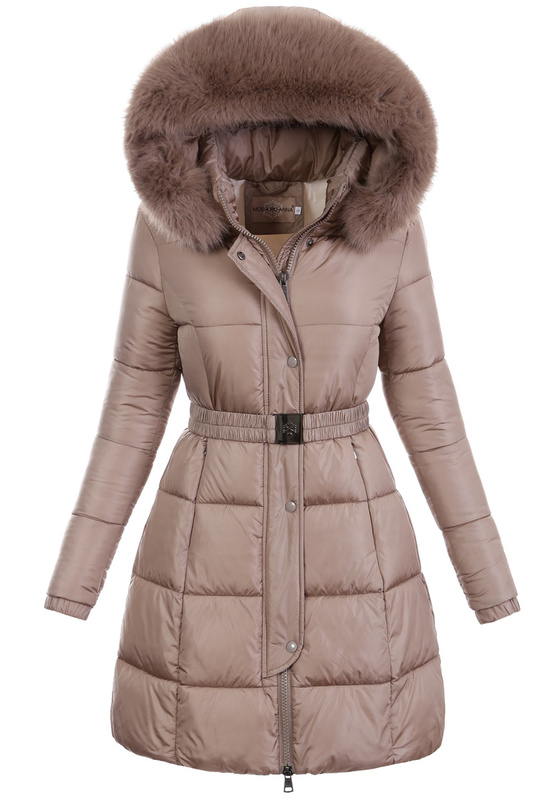 Damska Zimowa Ortalionowa Kurtka Brązowa