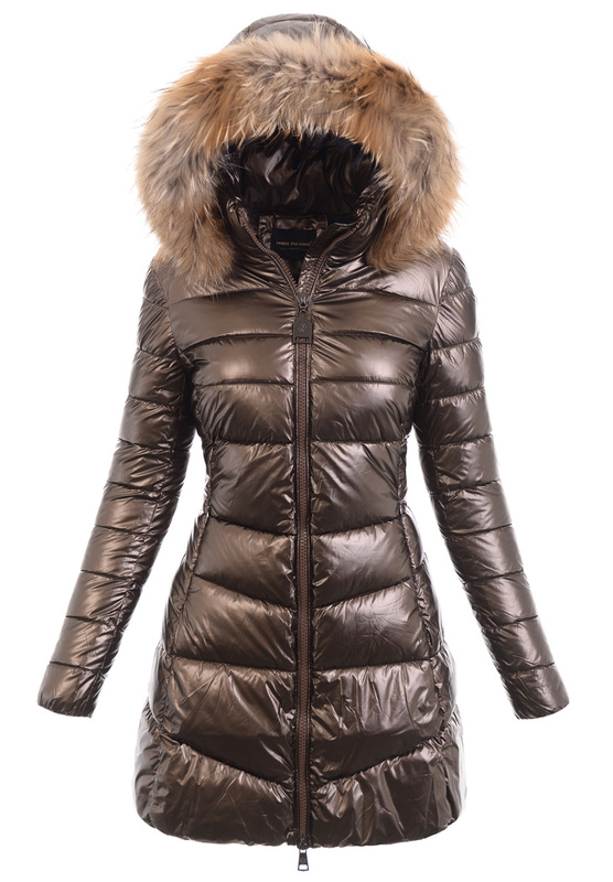 Damska Zimowa Ortalionowa Kurtka Brązowa