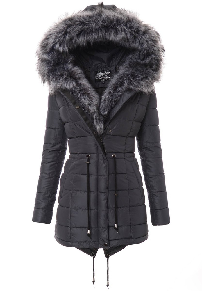 Damska Parka Kurtka Zimowa Grafitowa