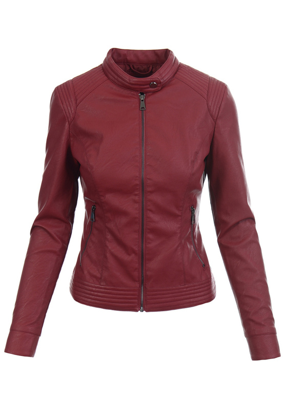 Damska Kurtka Ramoneska Bordowa