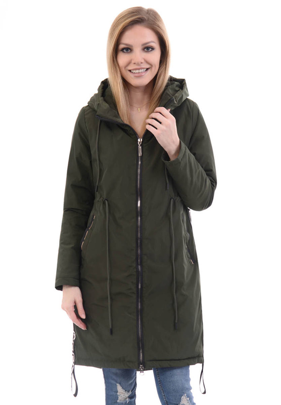 Damska Parka Wiosenna Zielona
