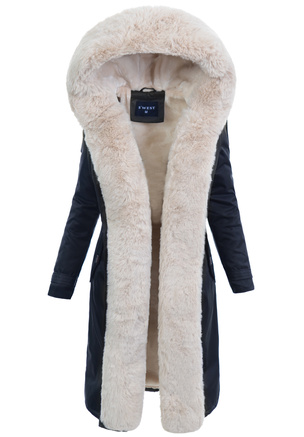 Damska Parka Kurtka Zimowa Granatowa