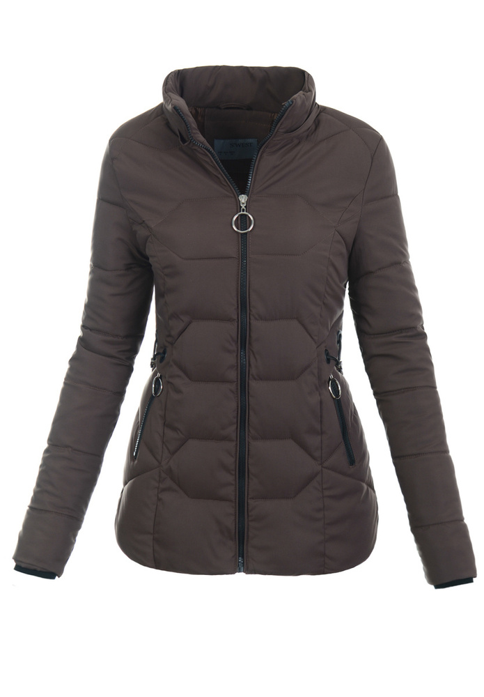 Damska Zimowa Ortalionowa Kurtka Brązowa