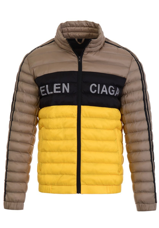 Męska Kurtka Jesienna Khaki-Czarno-Żółta