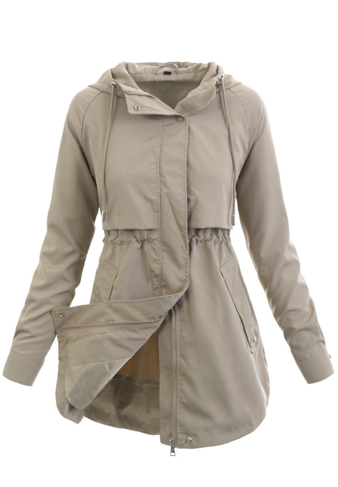 Damska Wiosenno-Jesienna Kurtka Oliwkowa