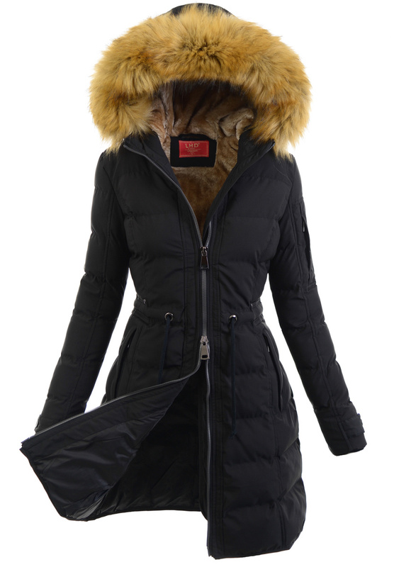 Damska Zimowa Ortalionowa Kurtka Czarna