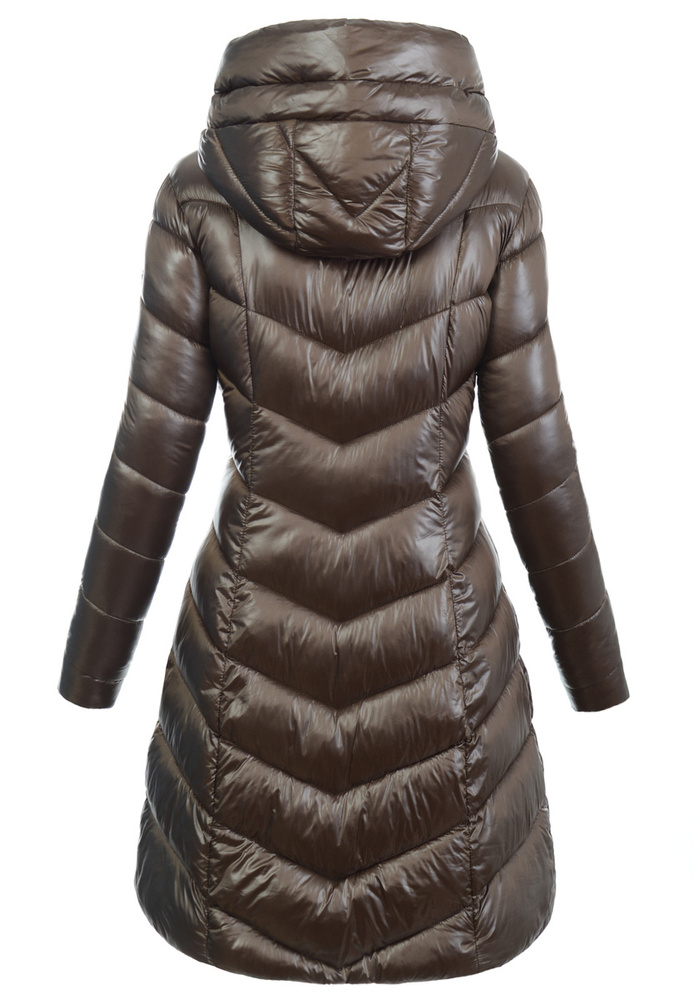 Damska Zimowa Ortalionowa Kurtka Brązowa