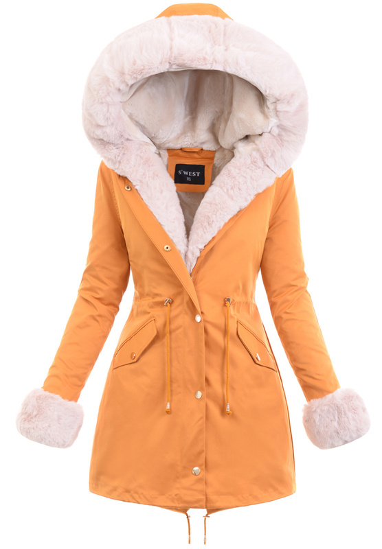 Damska Parka Kurtka Zimowa 2w1 Camel