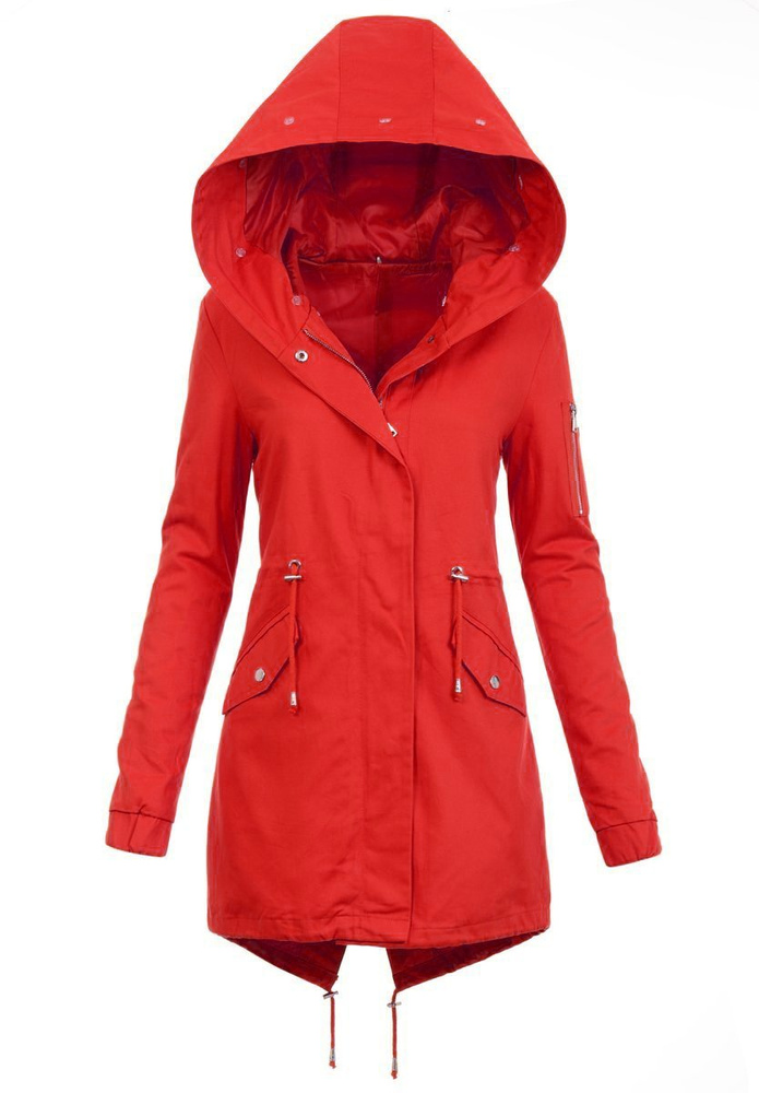 Damska Parka Kurtka 2w1 Zimowa Czerwona