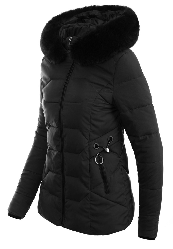 Damska Zimowa Ortalionowa Kurtka Czarna
