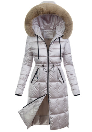 Damska Zimowa Ortalionowa Kurtka Jasno Beżowa