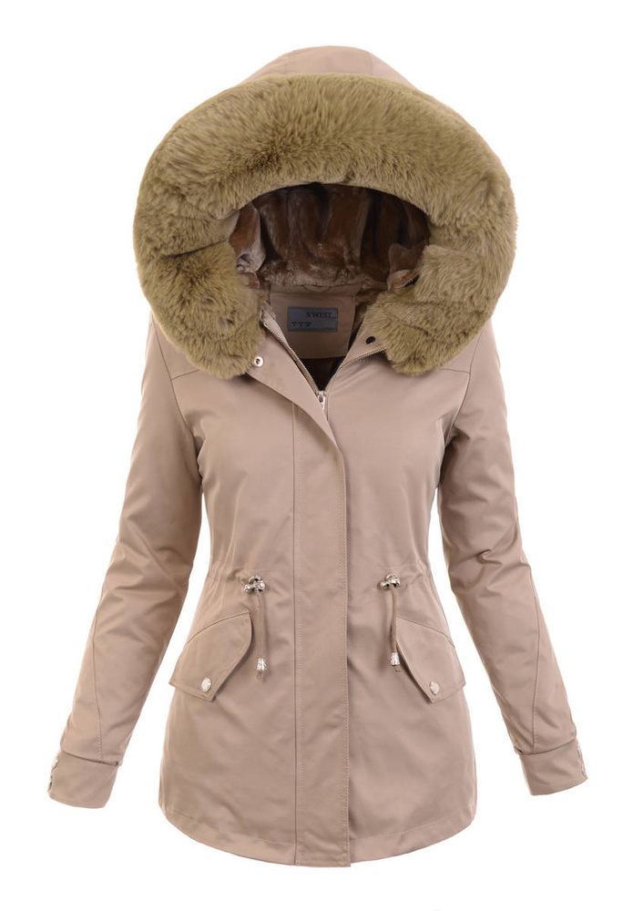 Damska Parka Kurtka Zimowa Beżowa