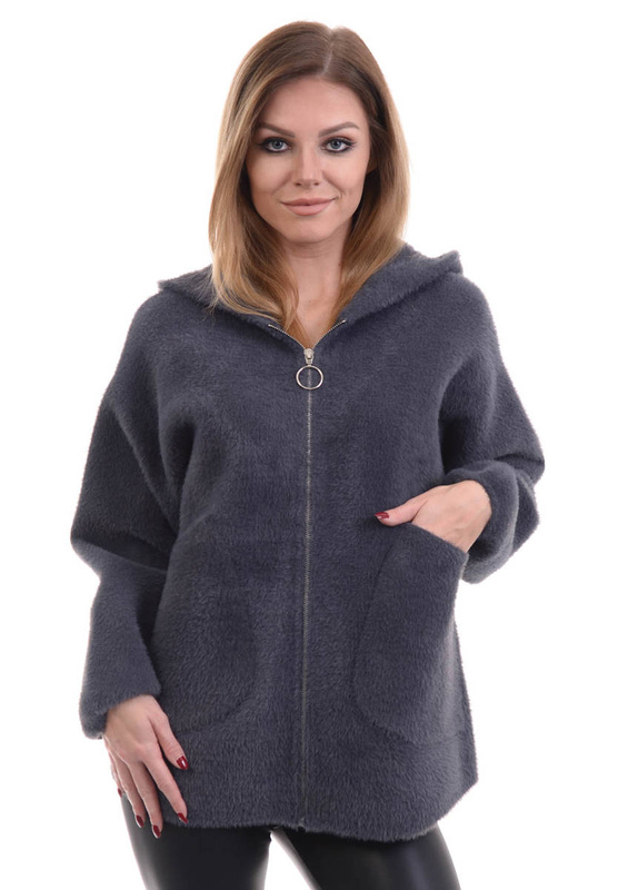 Kurtka Płaszczyk Alpaka Grafitowa