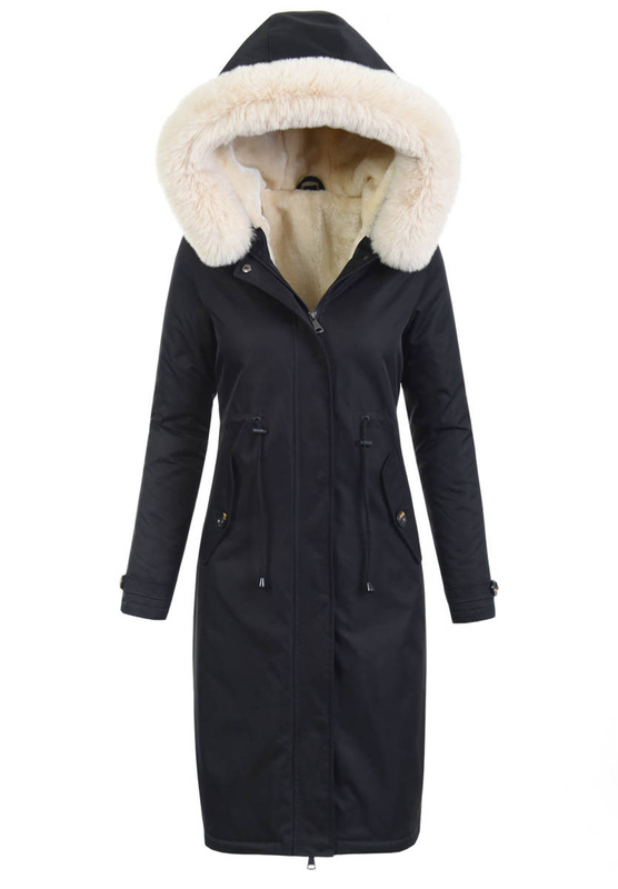 Damska Parka Kurtka Zimowa Czarna