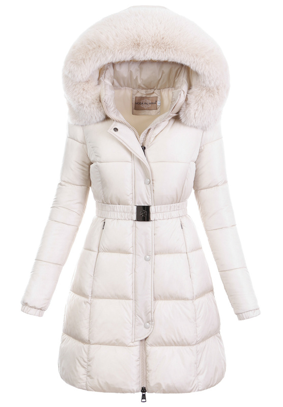 Damska Zimowa Ortalionowa Kurtka Ecru