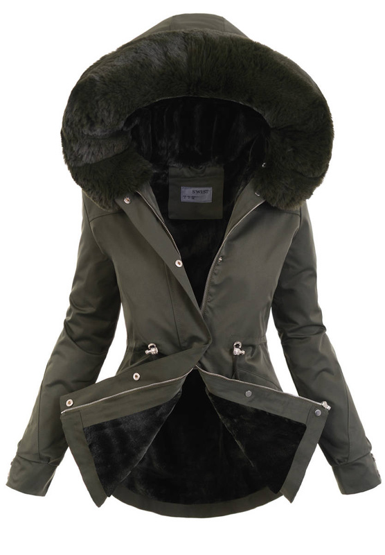 Damska Parka Kurtka Zimowa Khaki