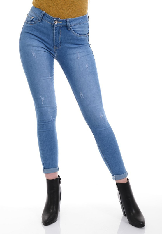 Damskie Spodnie Jeansowe Niebieskie