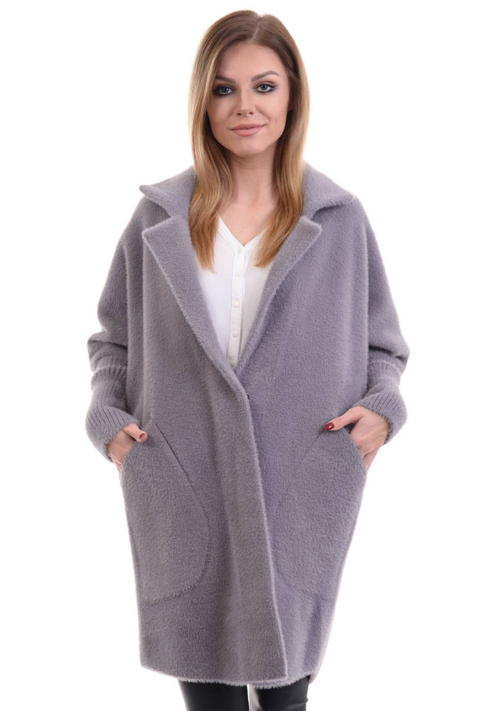 Kardigan Płaszczyk Alpaka Szara