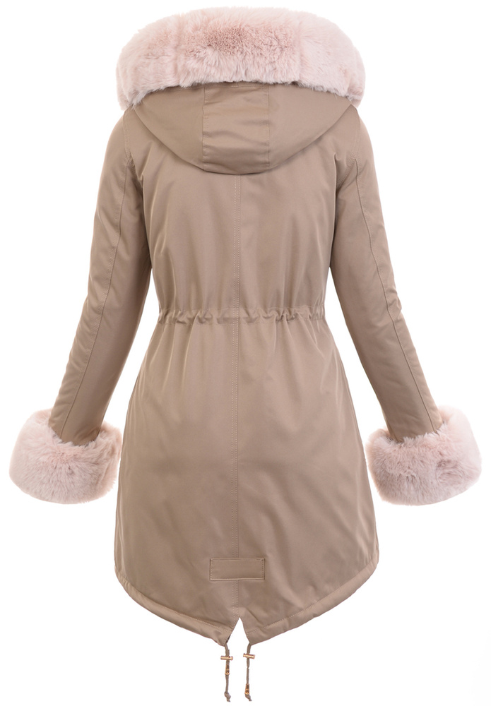 Damska Parka Kurtka Zimowa Beżowa