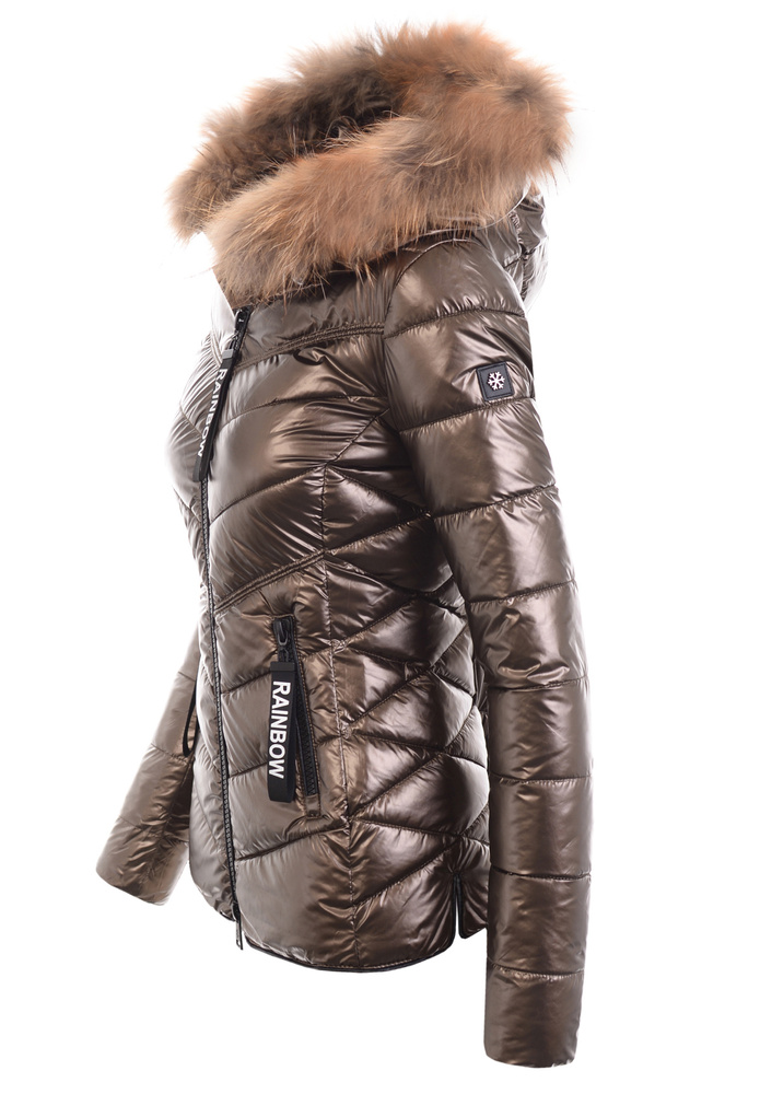 Damska Zimowa Ortalionowa Kurtka Brązowa