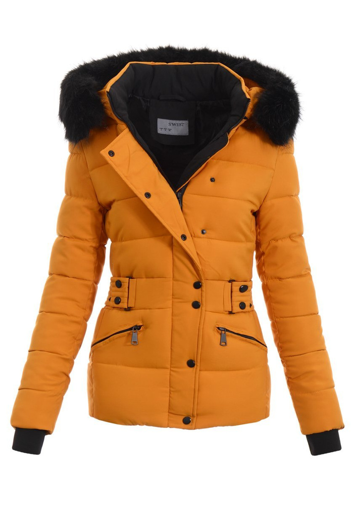 Damska Ortalionowa Zimowa Kurtka Camel