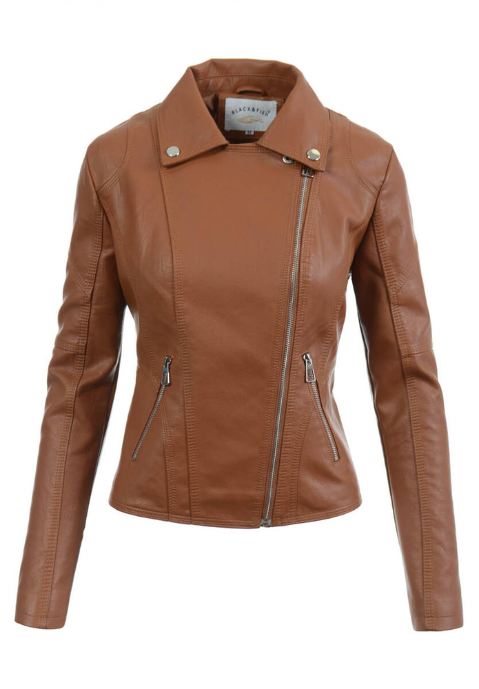 Damska Kurtka Ramoneska Ceglana