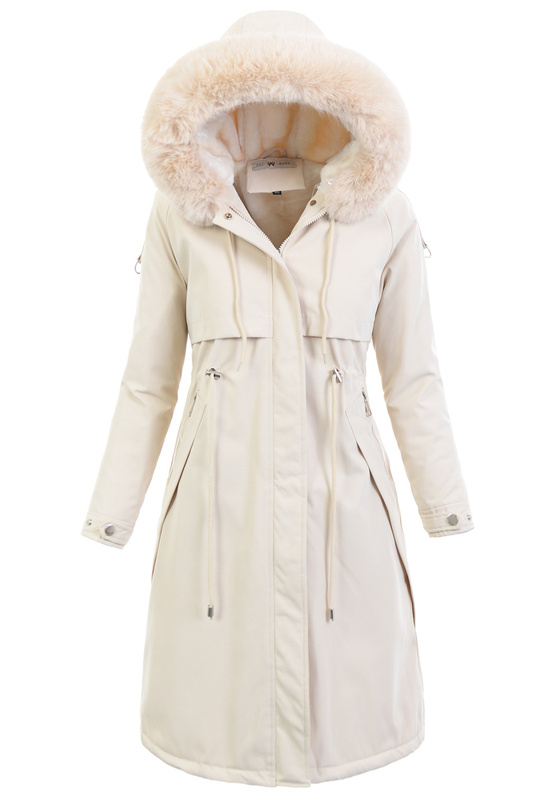 Damska Zimowa Ortalionowa Kurtka Beżowa