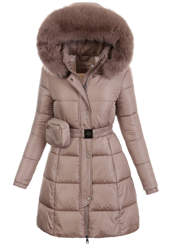 Damska Zimowa Ortalionowa Kurtka Brązowa