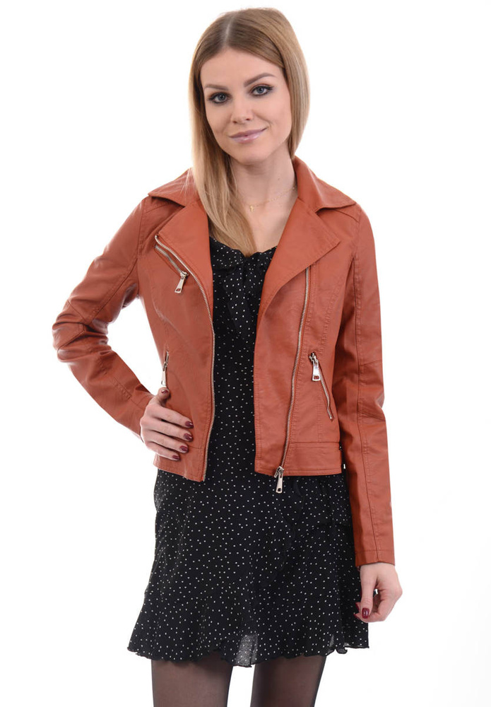 Damska Kurtka Ramoneska Ceglana