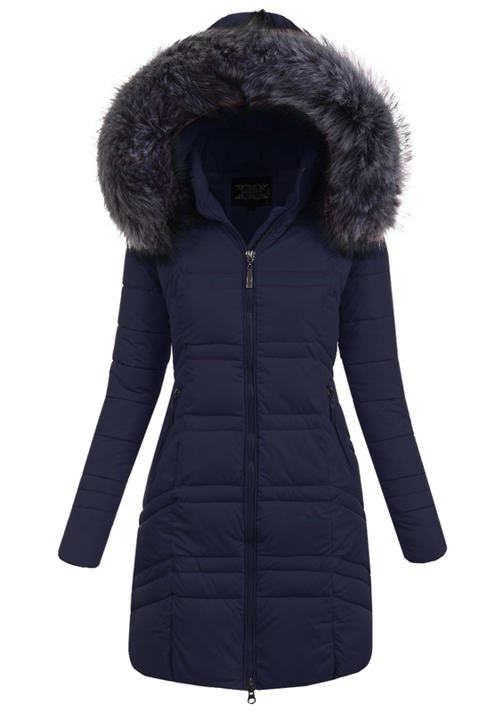 Damska Zimowa Ortalion Kurtka Granatowa